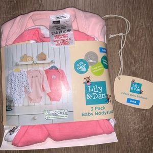 New Baby Onesies Long Sleeves Bodysuits 3 pack Girls Baby 3-6 months pink white